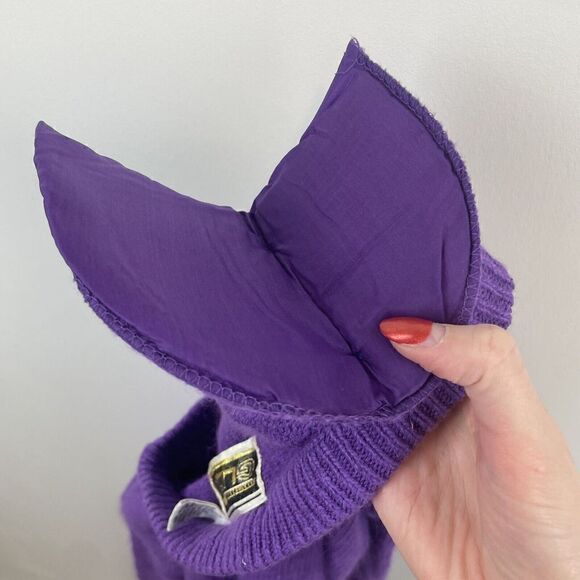 American Vintage 80's Glitz Purple Beaded Sweater Size M Silk Angora Blend - Picture 3 of 6